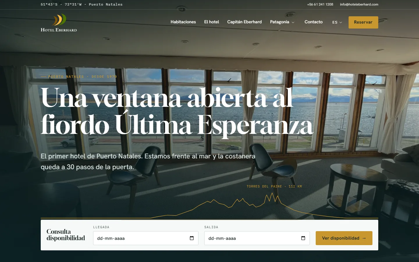 Portada del sitio web del Hotel Eberhard, desarrollado por SETUP