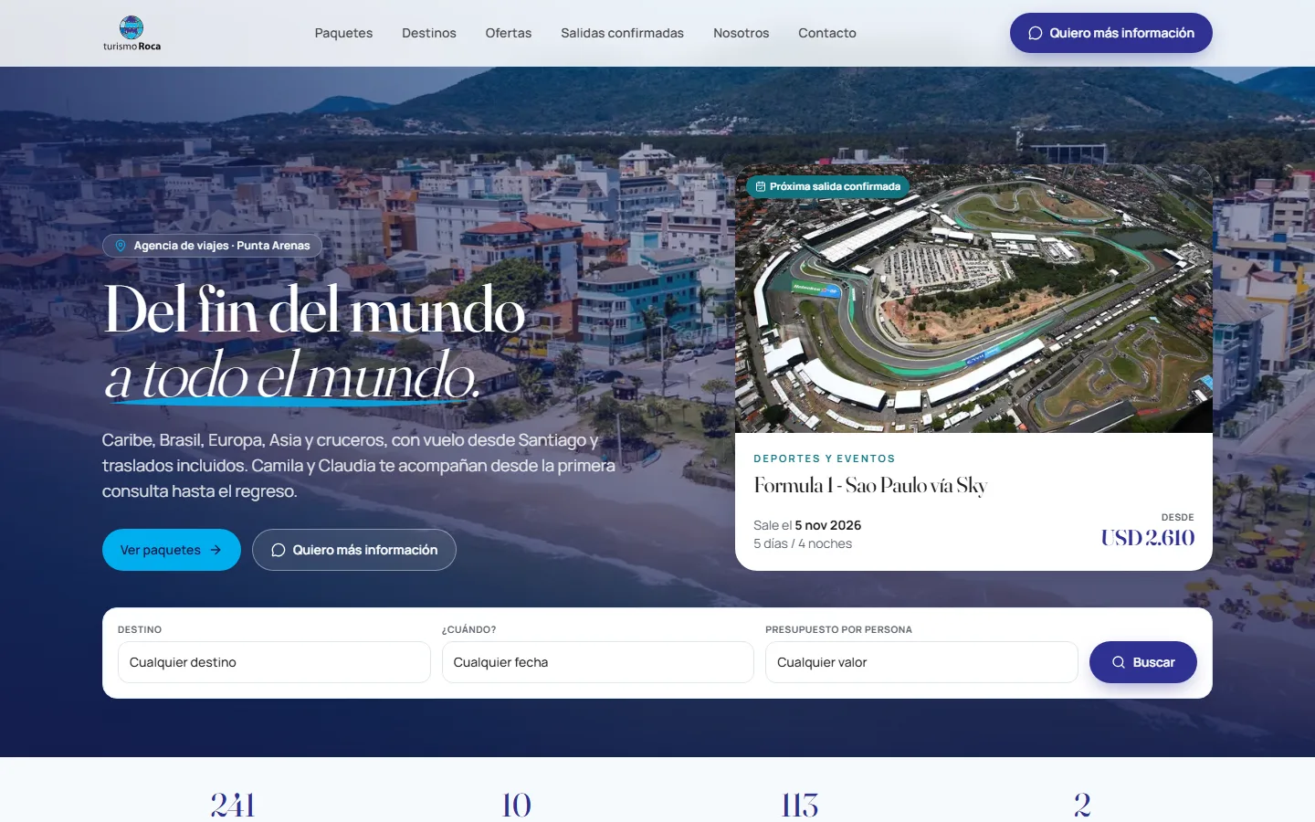 Portada del sitio web de Turismo Roca, desarrollado por SETUP
